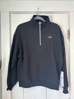 NWT! Alo Black 1/4 Zip Sweatshirt Pullover Size XS